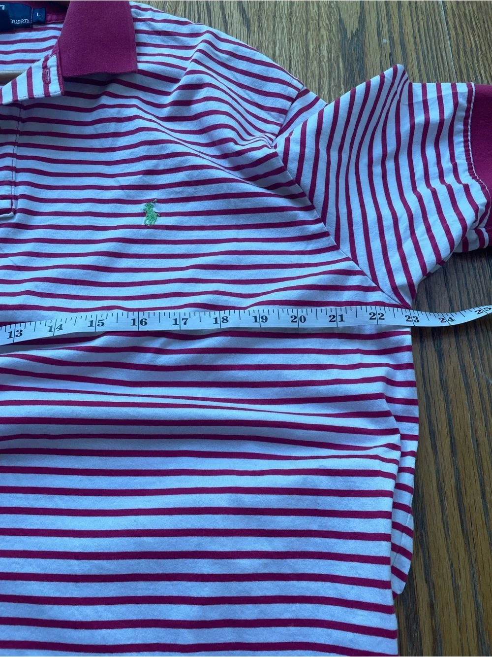 Polo by Ralph Lauren Pink/White Striped shirt w/ green embroidery Men’s Large